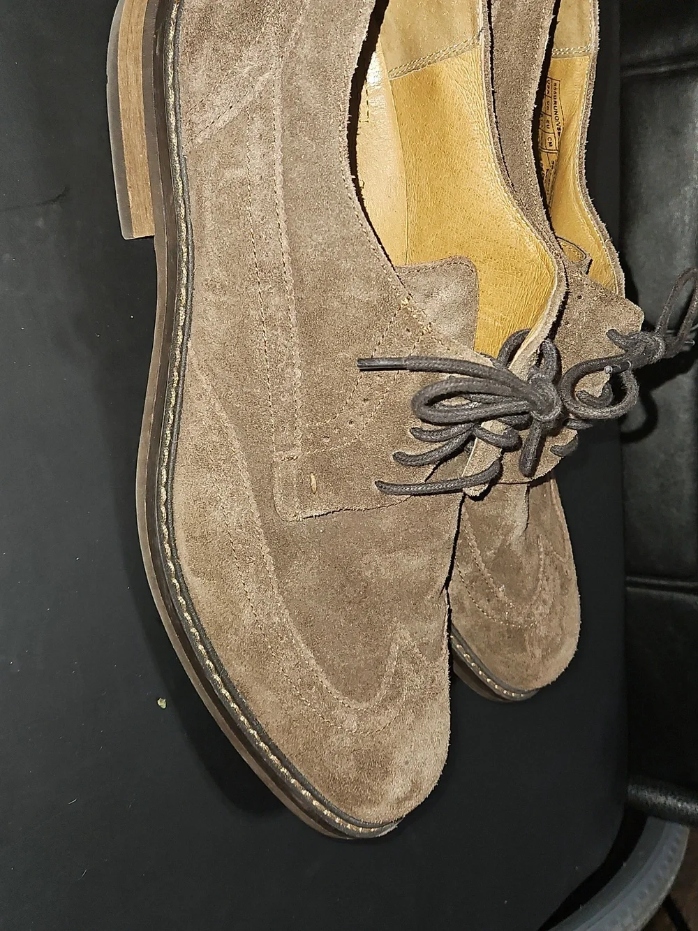 Vionic Men's Suede Lace-Up Oxfords in Taupe Brown Size 10.5